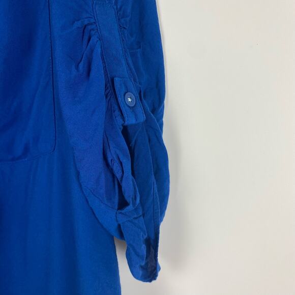 Maeve Anthropologie Royal Blue Rayon Blouse Roll Tab Sleeve Womens Size Small - Picture 10 of 10